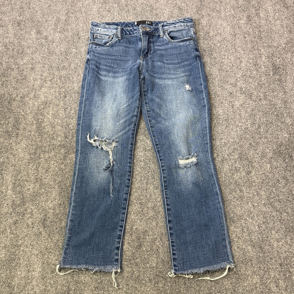 KUT From The Kloth Reese Ankle Straight Jean Womens 10 (30 Waist) Distressed